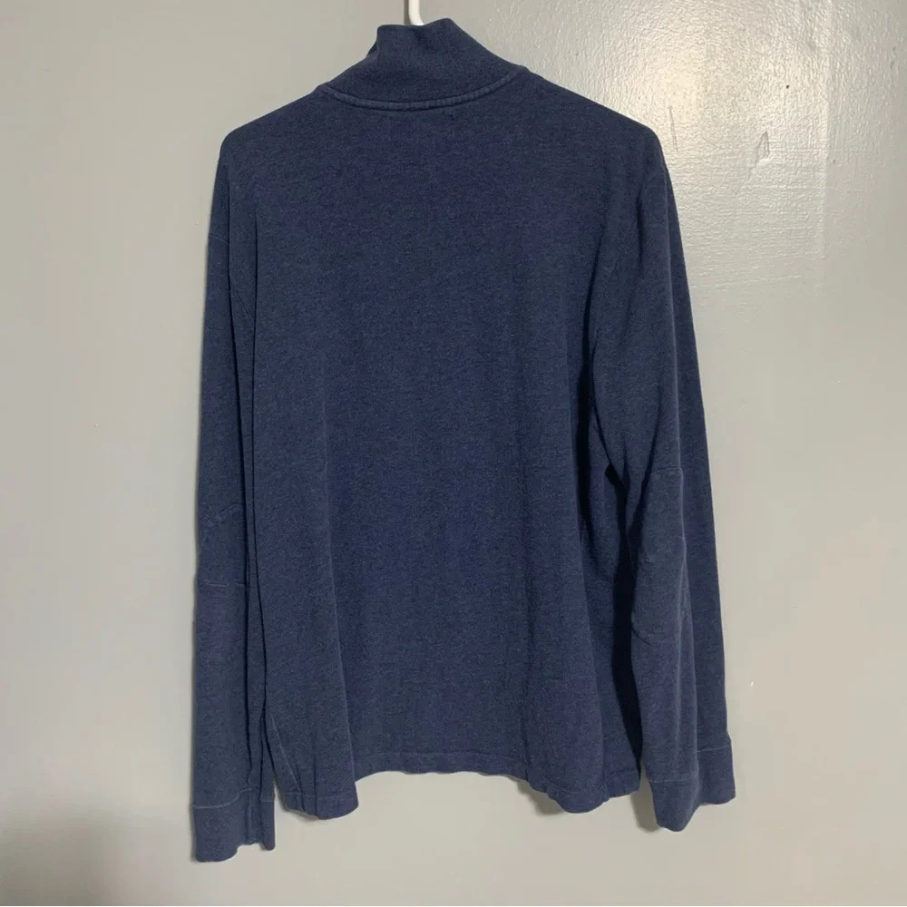 Polo Ralph Lauren Sweater Men Blue Vintage Knit Pullover 1/4 Zip Pony Size XL‎
